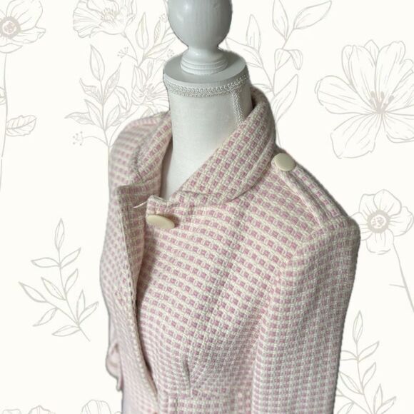 BANANA REPUBLIC Pink and White Wool Blend Peacoat Size Small - Picture 4 of 8